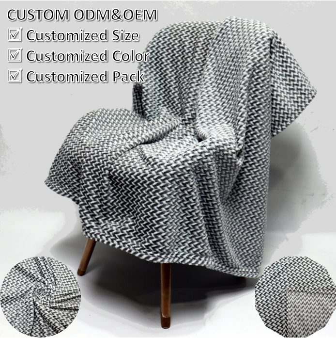Jacquard Cationic Dyed Flannel Fleece Blanket Lightweight Super Soft Cozy Cationic Dyeing Blanket Microfiber for Living Room Bedroom All Season