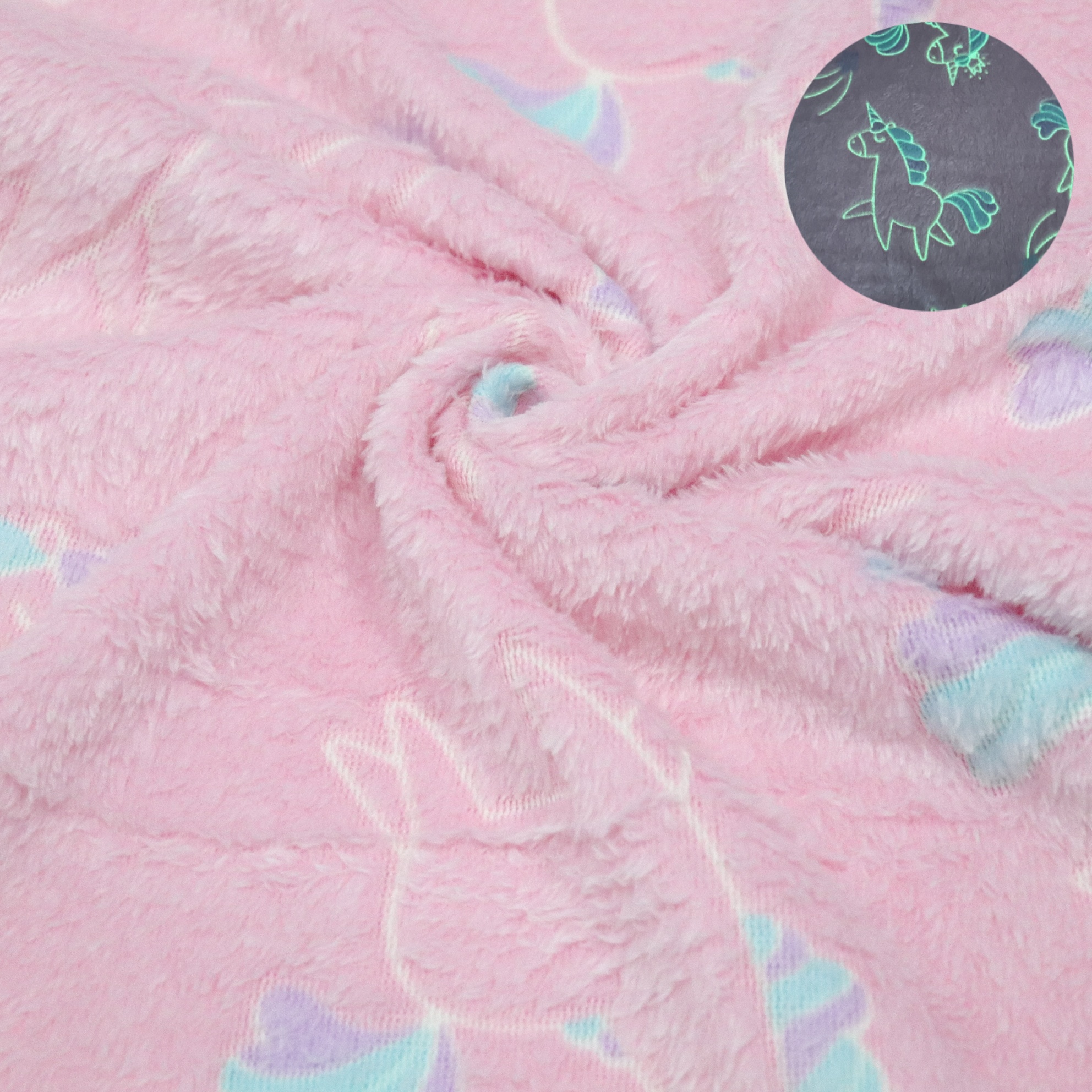 Lovely Unicorn Glow In The Dark Flannel Fabric