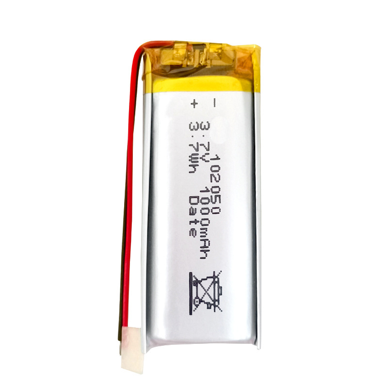 Customized Rechargeable 3.7 volt 1000mAh 102050 lithium-polymer lipo battery with wire for Smart Wristband