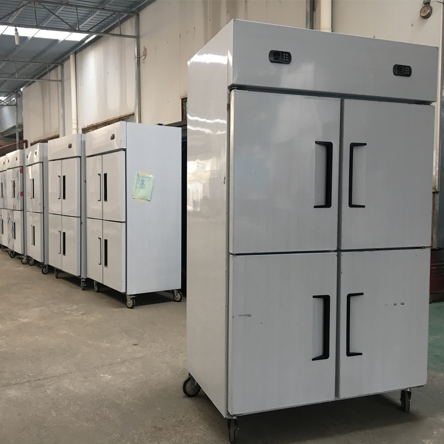 Commercial upright kitchen split freezer and chiller combo unit stainless steel