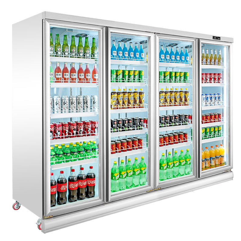 Condensing unit outside 4 to 10 glass doors display refrigerator remote