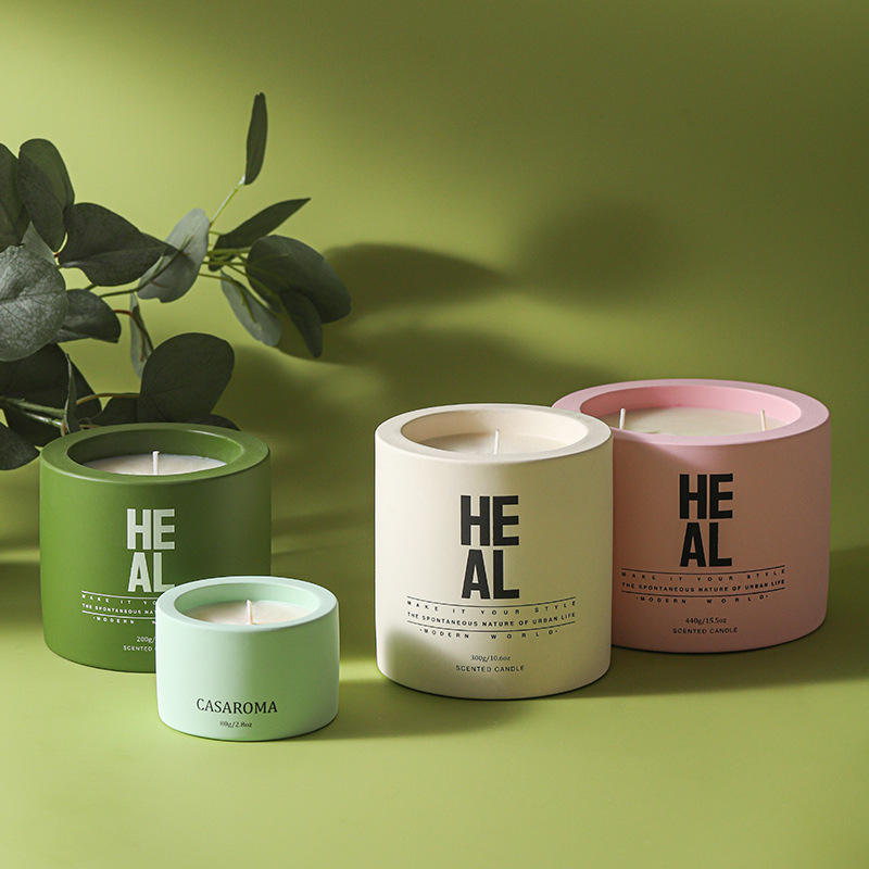 Custom Multiple Color Ceramic Candle Jars Luxury Scented Soy Wax Candles in Cement Jar