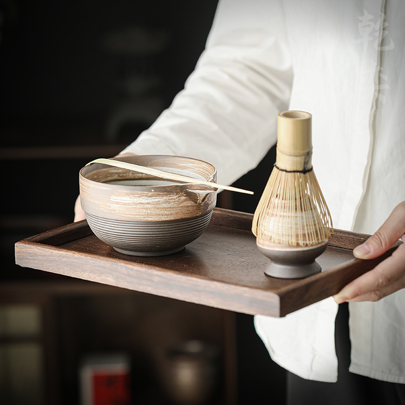 Набор для маття из грубой керамики, инструменты для заказа чая, керамическая чаша для маття, набор с чайной щеткой, японские чайные взбиватели, мешалка для порошка маття