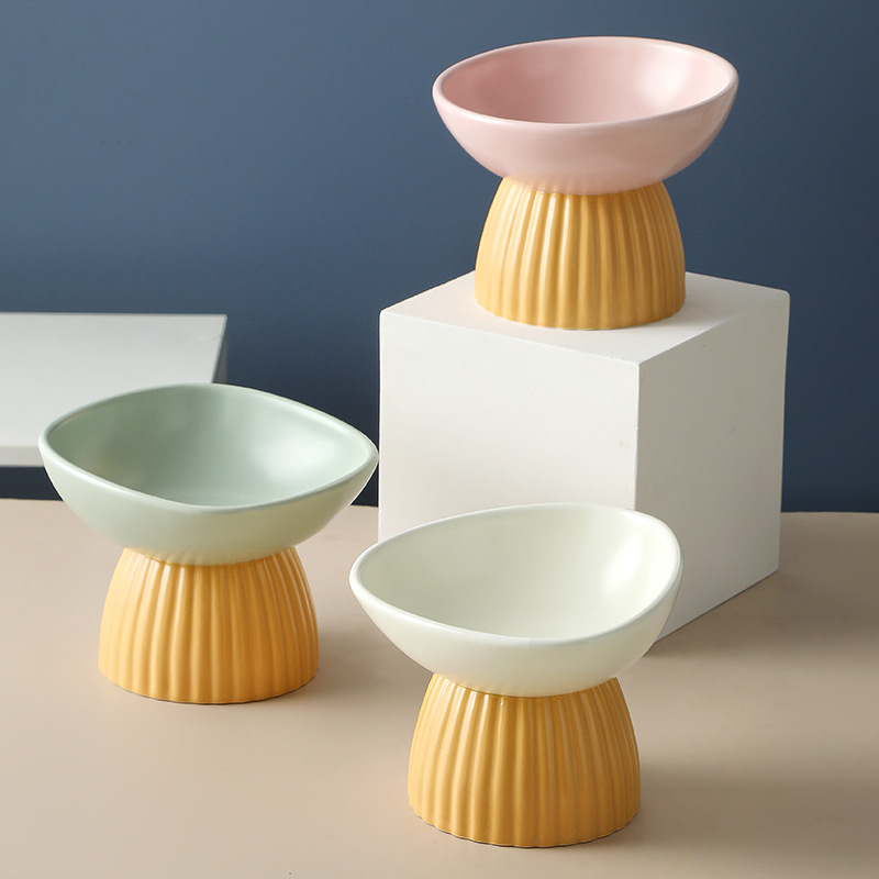 Nowy projekt Bez ołowiu Ochrona szyi Wysunięty Wysoki Miska dla psa kota szczeniaka kociaka Ceramiczna miska