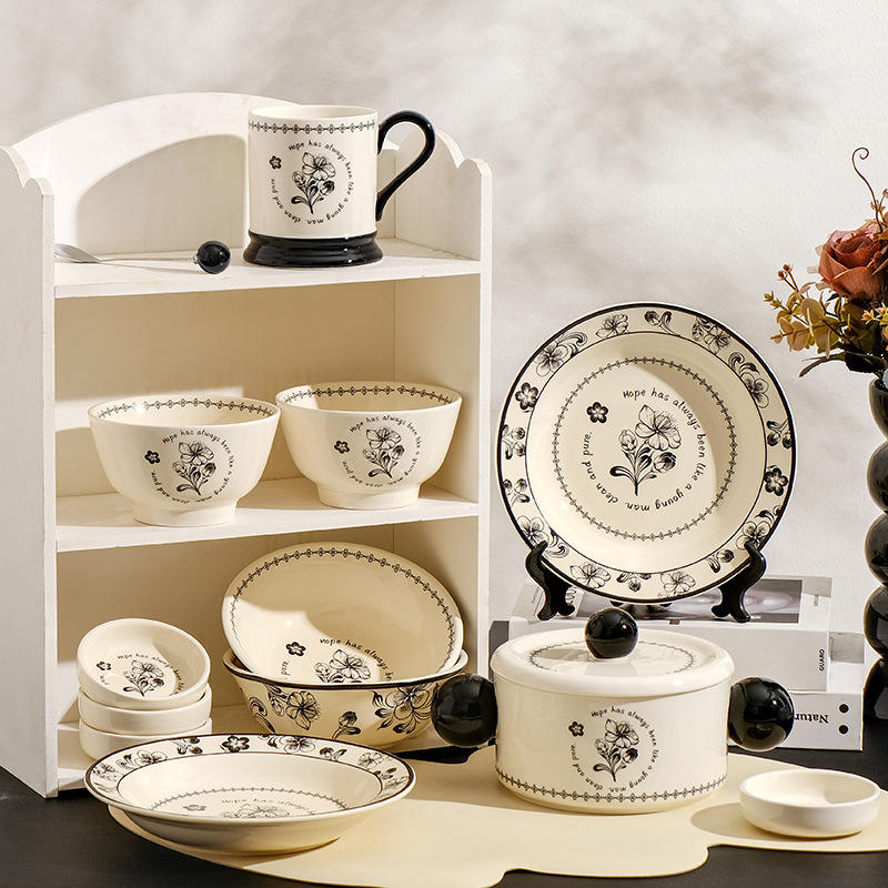 Скандинавська класична керамічна посудина діаметром 8 дюймів. Порцеляновий посуд для вечері, столовий набір, свадебний, винтажний тарілки та мислиці