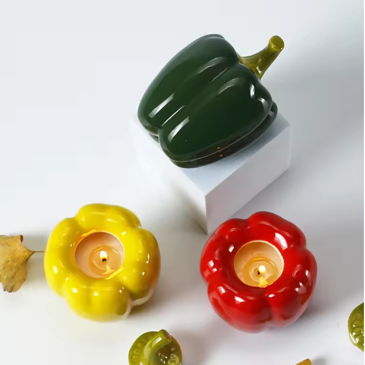 Pote de cerâmica exclusivo e criativo em formato de pimenta para fazer velas, vela com aroma de cera de soja natural e aroma caseiro