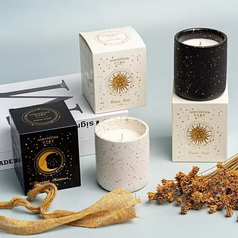 Высококачественная подарочная коробка, черная и белая керамическая банка, соевый воск, ароматические свечи для дома, подарок на день рождения, день святого Валентина