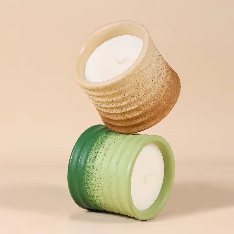 Home Decor Designer Wholesale Custom Green Soy Wax Candle Making Vessel Unique Empty Ceramic Candle Jar