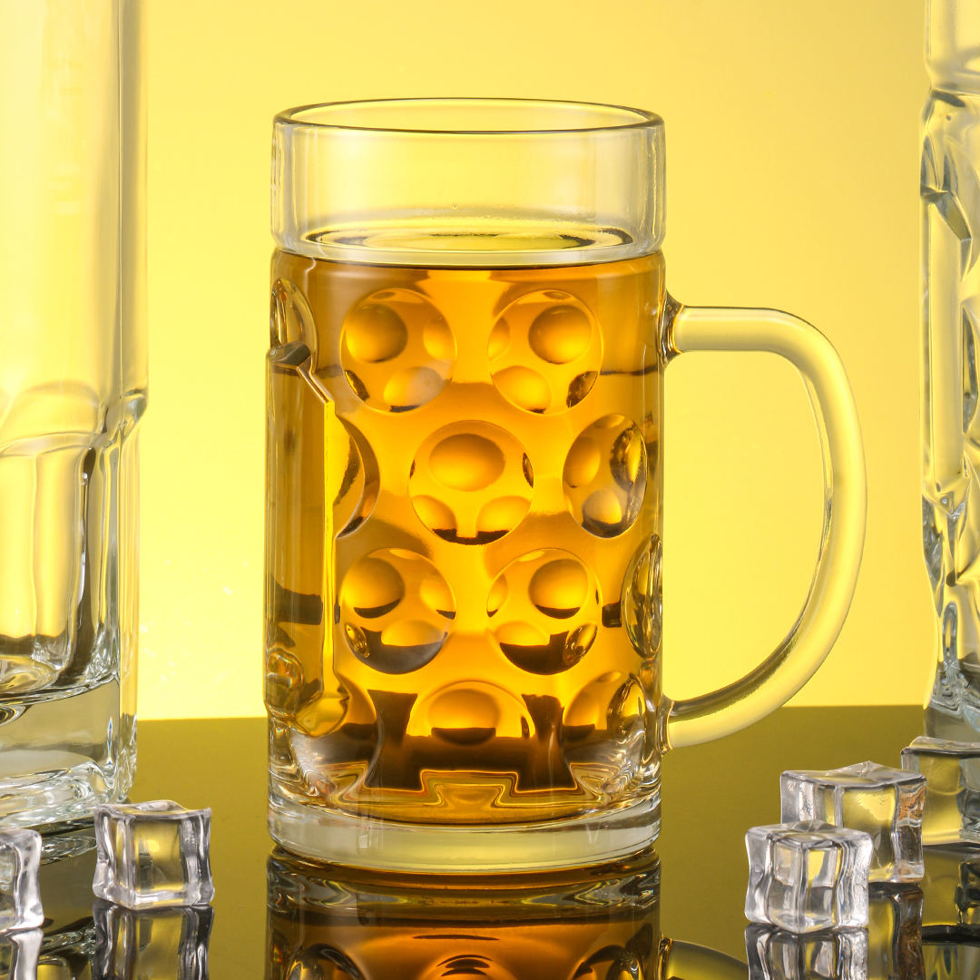 Бөөний захиалгат хувийн шошготой лого сонгодог 1л шар айрагны шил Өндөр чанартай шилэн шар айрагны аяга бариултай том тунгалаг шар айрагны шил