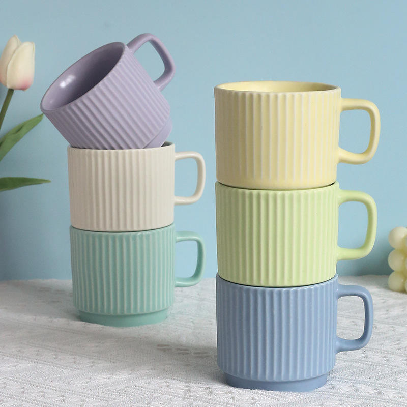Producent Keramisk Beker med Præget Mønsterdesign Porcelæn Kaffe Mugg 14 oz Vands Mike Te Beker