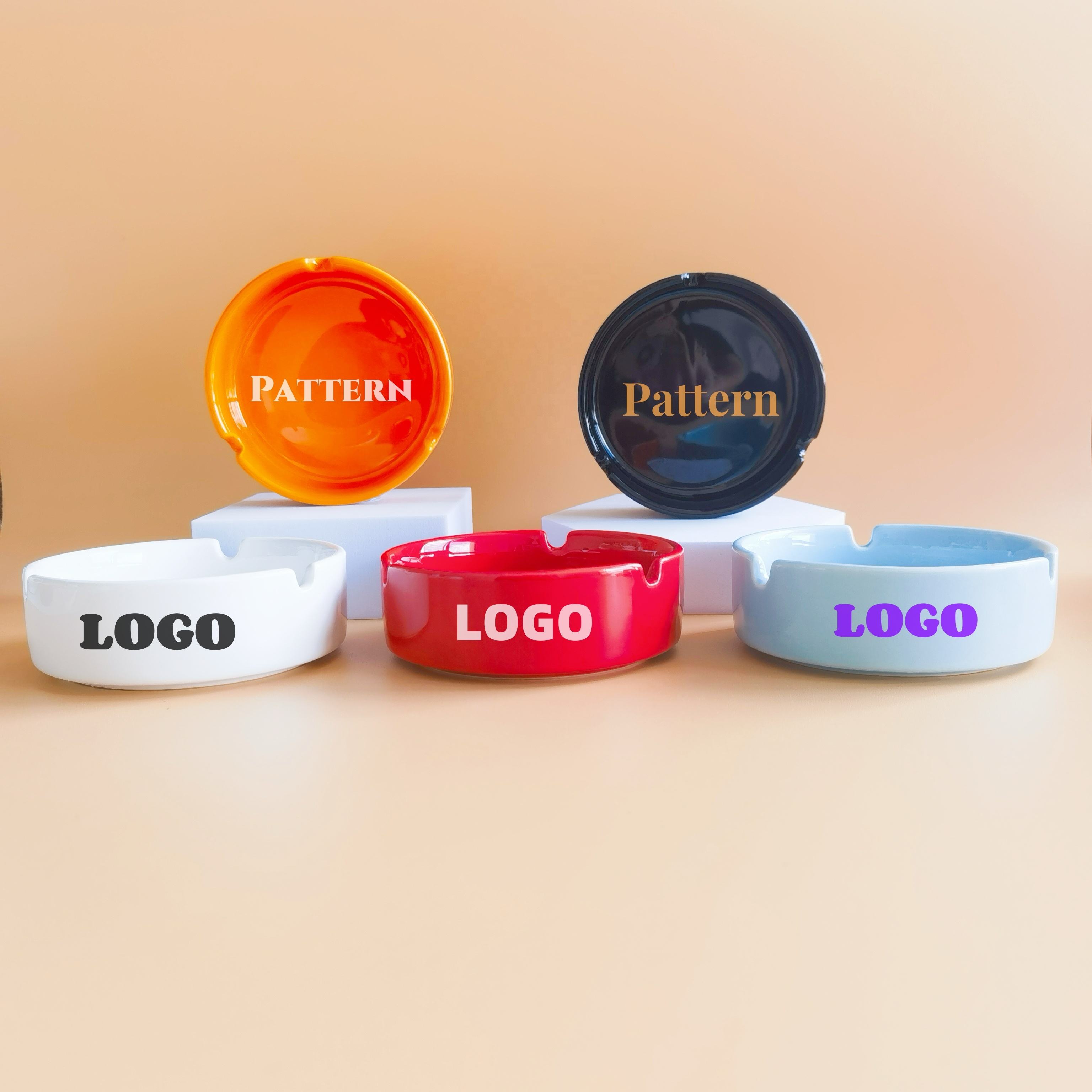 কাস্টম লোগো প্যাটার্ন পোরসেলেন সিগার সিগারেট অশট্রে ব্যক্তিগতভাবে তৈরি সিরামিক অশট্রে প্রচারণামূলক উপহার হিসেবে