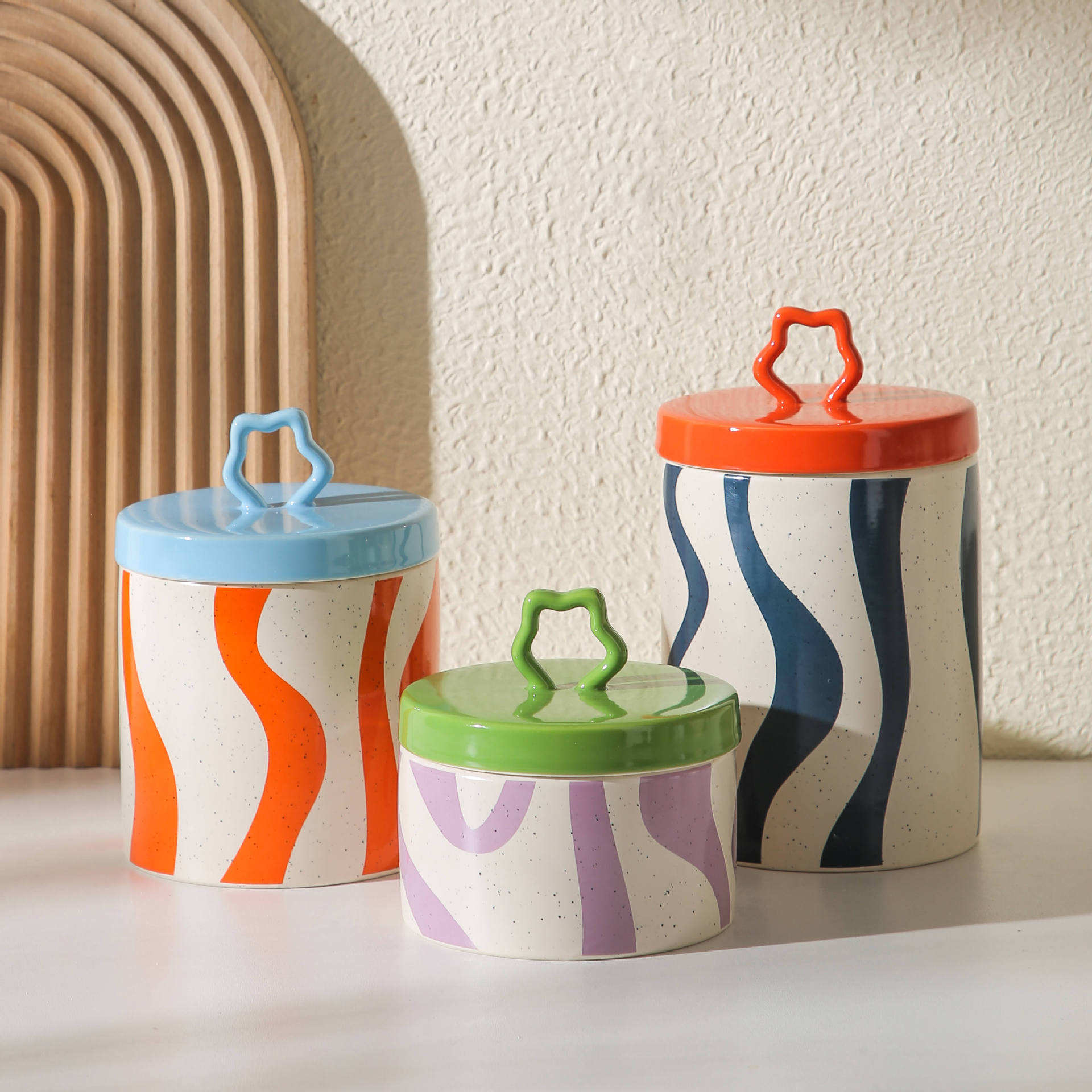 نارڈک کریٹیو سیرامیک کوکی جار لائیڈ کینڈی ذخیرہ گھر کچن گیج ڈیکور بیٹھ روم کے لئے ویڈنگز کے لئے