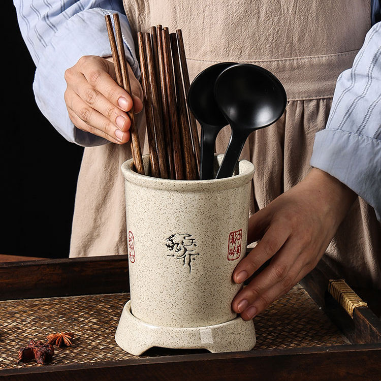 Support japonais vintage en céramique pour couteaux, couverts et ustensiles, support à baguettes en céramique