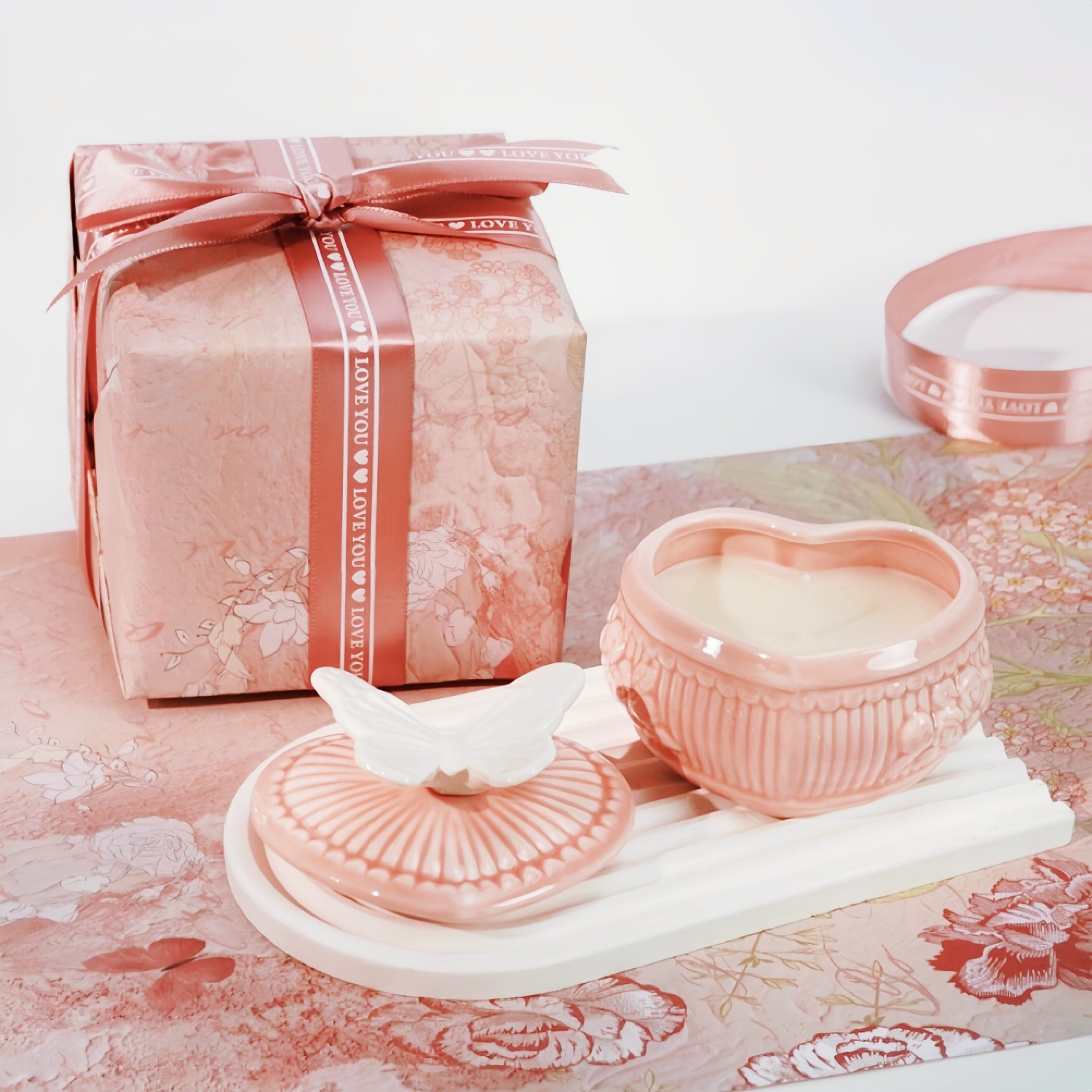 Καυτή πώληση ροζ κεραμικό βάζο κεριού ρομαντική αρωματοθεραπεία κουτί δώρου για κορίτσια για σπιτική διακόσμηση