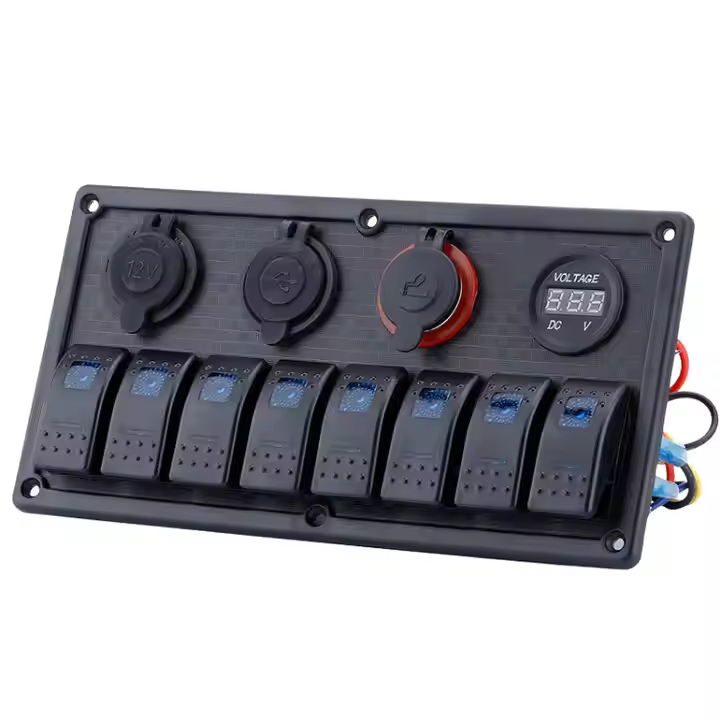 12V24V 온오프 LED 자동차 라이트 스위치 8 해양 패널 8 갱 록커 스위치 패널 스위치 8 포트 자동차용