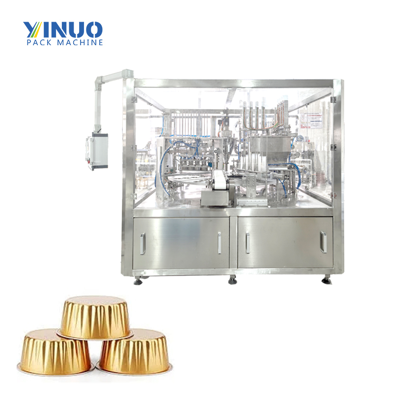 Four lines rotary type aluminum foil tray filling and sealing machine 