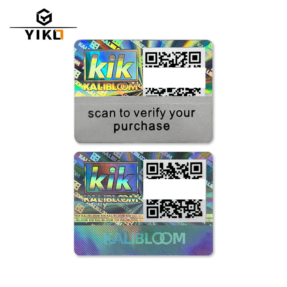 מדבקות דבק לייזר אוטנטיות מותאמות שכבת ניקוי מותאמת עם קוד QR מדבקות אטימה מונעתקות מדבקת דבק הולוגרמית