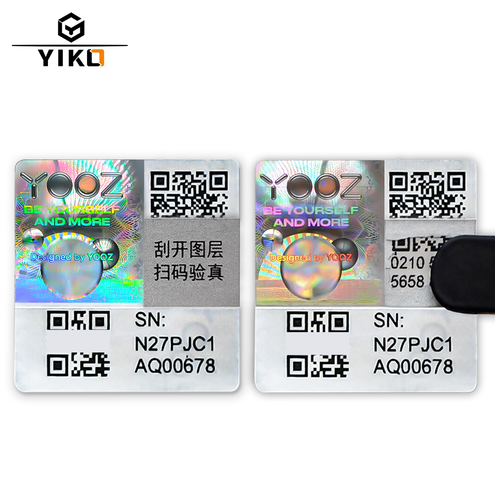 מדבקת אבטחה הולוגרפית מותאמת QR Code מנקה מדבקות ניקוי מבריק דבק אוטנטיות מדבקת הולוגרם תלת-מימדית