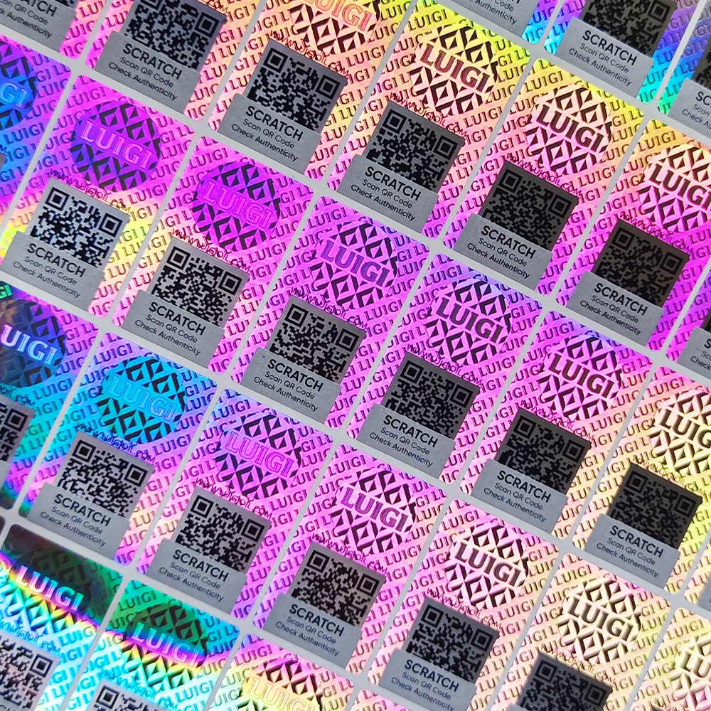 Serialized QR Code Hologram Label | 20x30mm | Brushed Silver Laser Film |Holographic QR Code Label for Secure Shipping & Brand Authentication