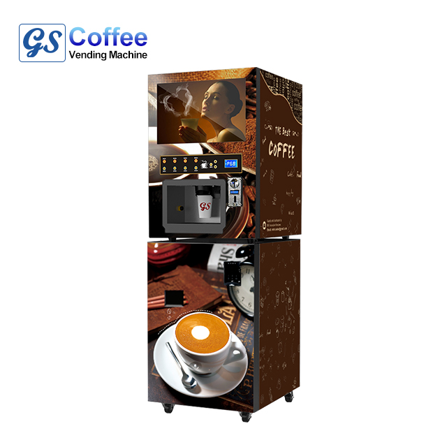 Machine de vente d'orangeade avec système de refroidissement, acceptant pièces et billets, machine à café instantané