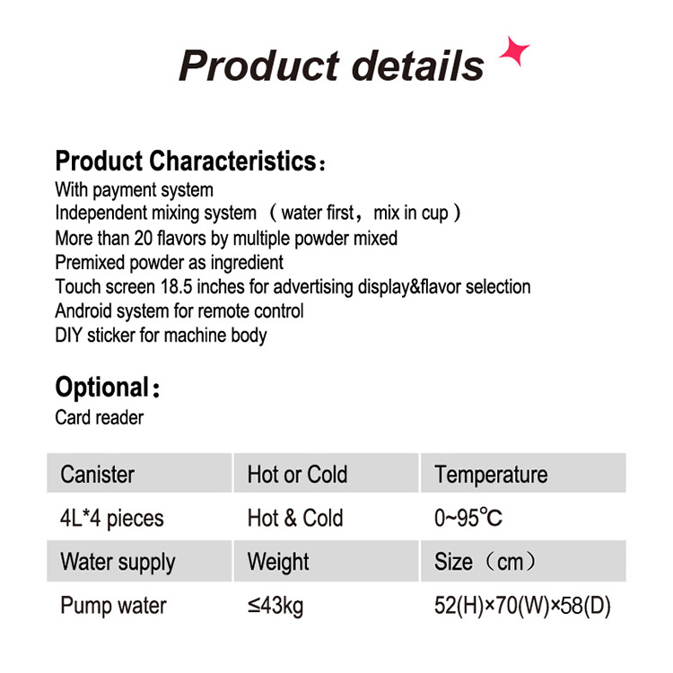 GS801 Fitness Equipment GYM Self-Service Energy Drinks Protein Shake Vending Machine with Card Payment