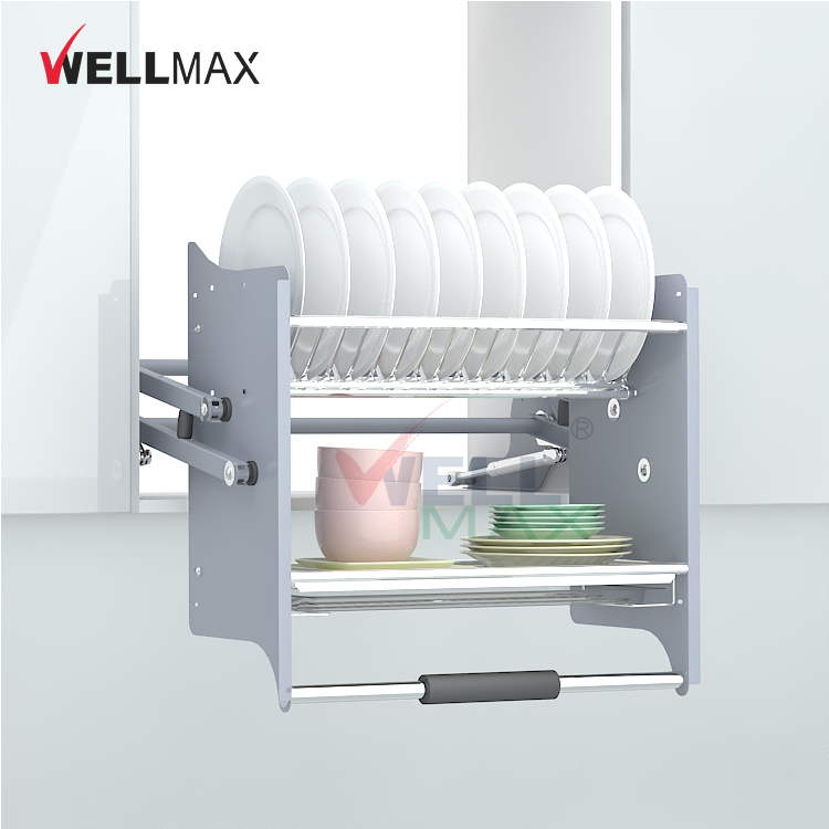 WELLMAX کitchen almirah اکسیسوری پول ڈاؤن باسکٹHeavy Duty Wall Cabinet Storage Organizer Lift Shelf