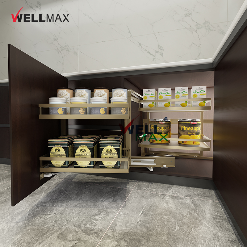 WELLMAX کitchen ذخیرہ منظم کابنٹ اضافی کورنر شلف پول آؤٹ دروازہ باسکٹ جادوئی کونہ
