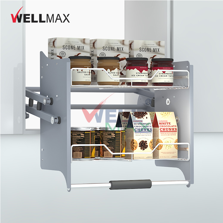WELLMAX پول ڈاؤن کچن کیبنٹ شیلفز Bowl Dish Rack لفٹنگ ایلیویٹر وائر بسکٹ
