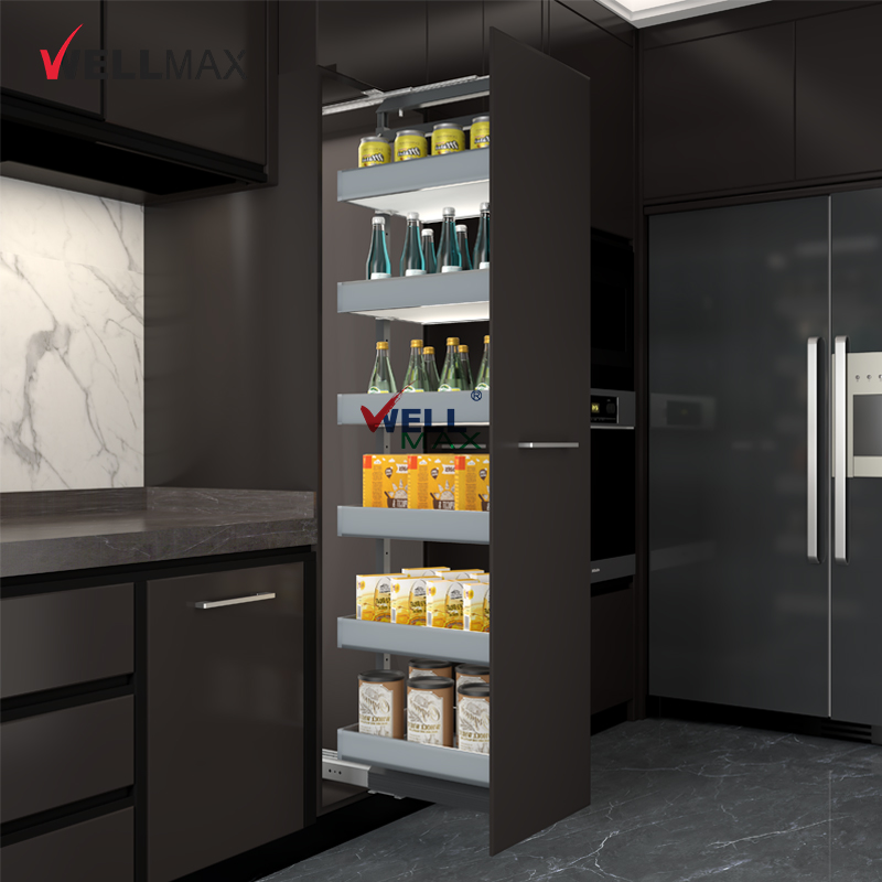 WELLMAX 6-ٹائر بھاری دوڑ کے پینٹری آرڈنر مorden مطابق رکھنے کی جگہ کچر کیلئے پول آؤٹ باسکٹ طویل اکائی
