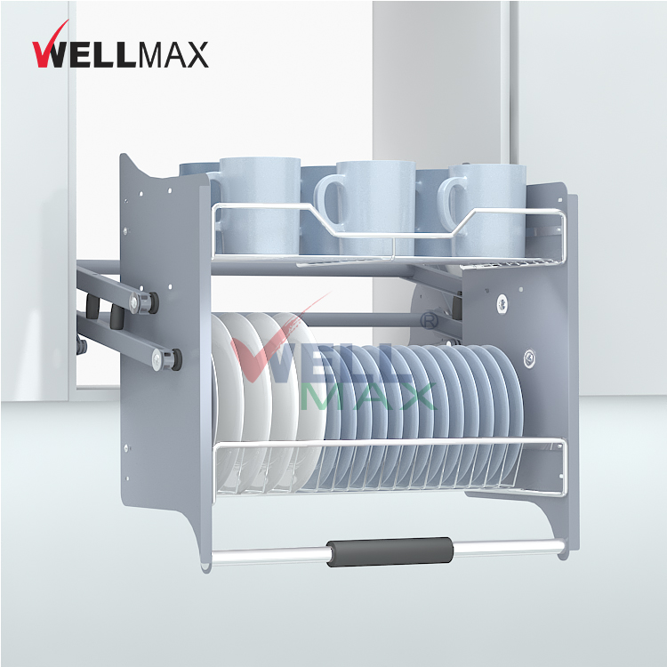 WELLMAX کitchen almirah اسٹوریج پول ڈاؤن اlevator lift basket dish holder