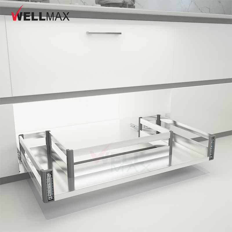 WELLMAX Pull Out Drawer Cabinet Organizer کitchen Accessories Sliding Under Sink Storage Basket