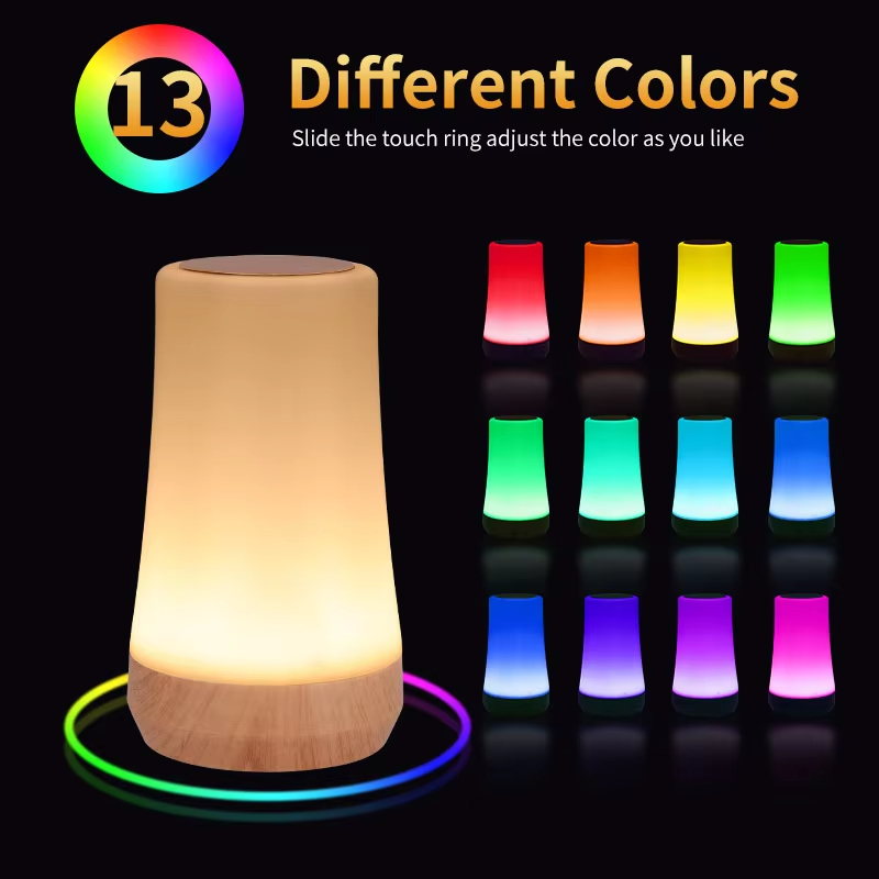 13 Color Night Light USB Powered Lamp Decorative Atmosphere Lights Bedroom Desk Accessorie Touching Sensing Nightlight