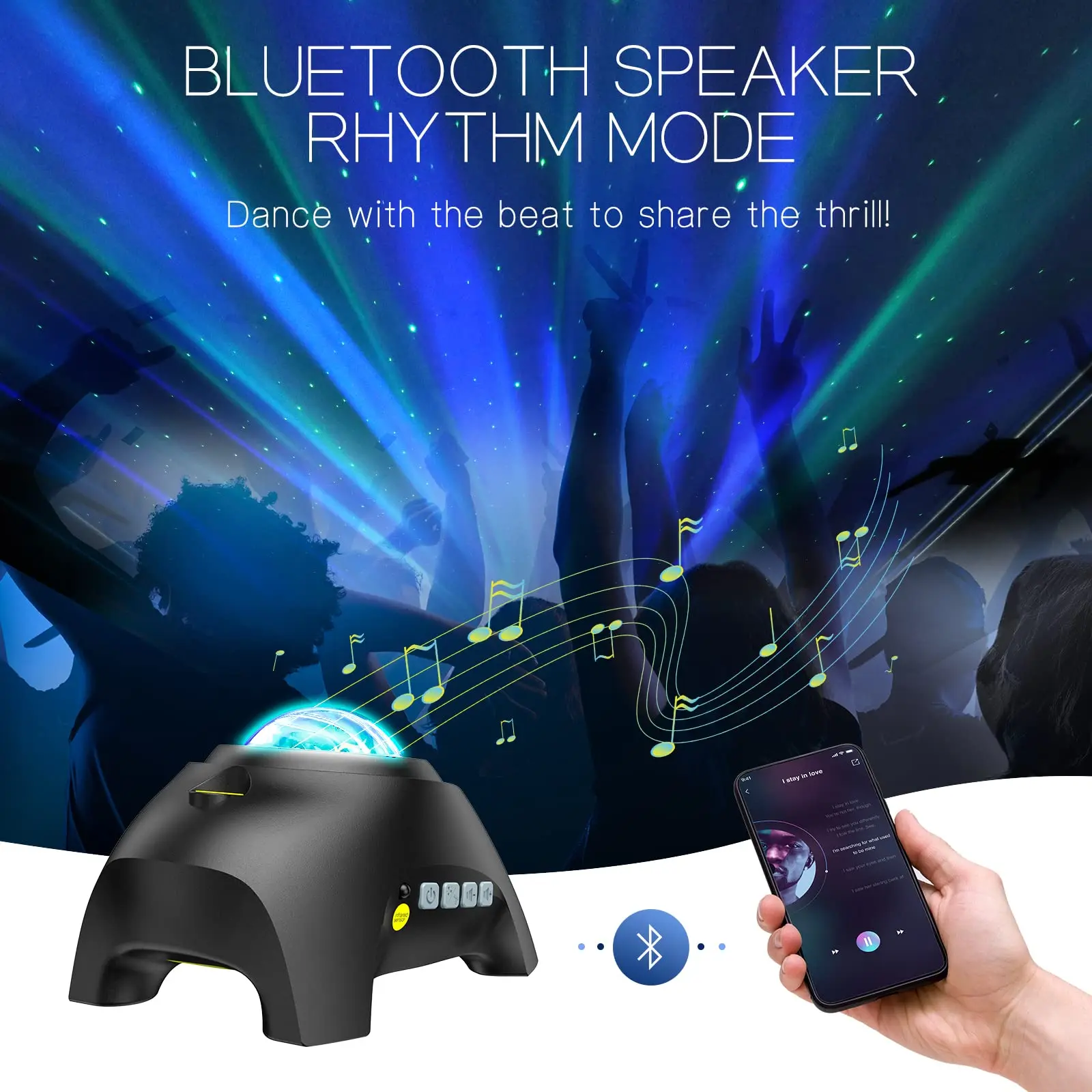 aurora projector night lights led star projector for bedroom nebula lamp remote control white noises bluetooth speaker-5