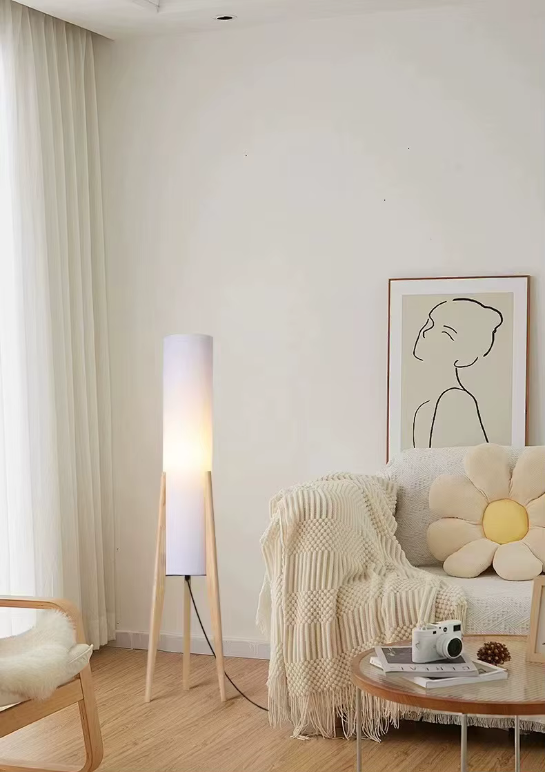 japanese style quiet and zen style floor lamp retro new chinese walnut color living room bedroom tea room designer sofa lamp-4