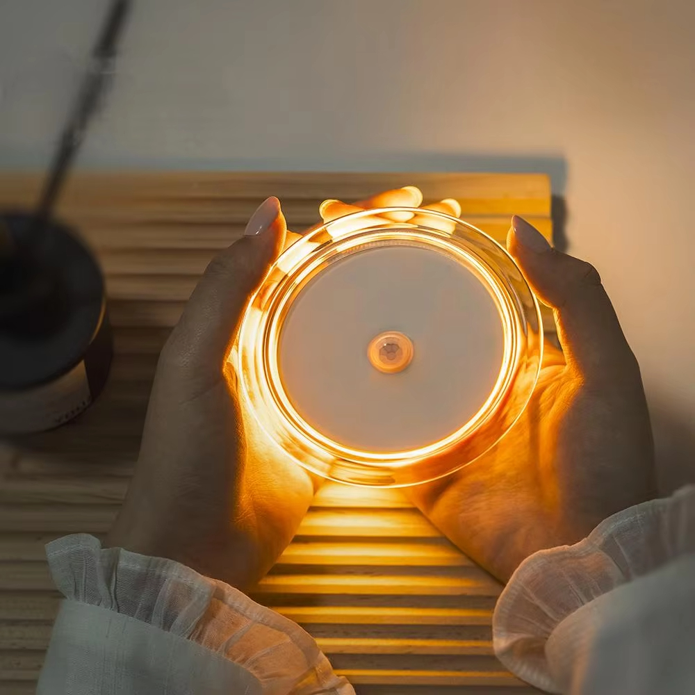 USB Rechargeable Modern Design LED Night Light Puck Bed Lamp Warm White Emitting Motion Sensor Automatic Stairs Switch Home Use
