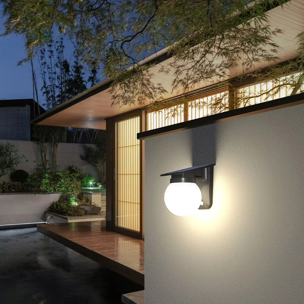 Outdoor Solar Wall Lamp Balcony Bedroom Corridor Courtyard Light Landscape Spherical Wall Lamp Spherical Decorative Lighting