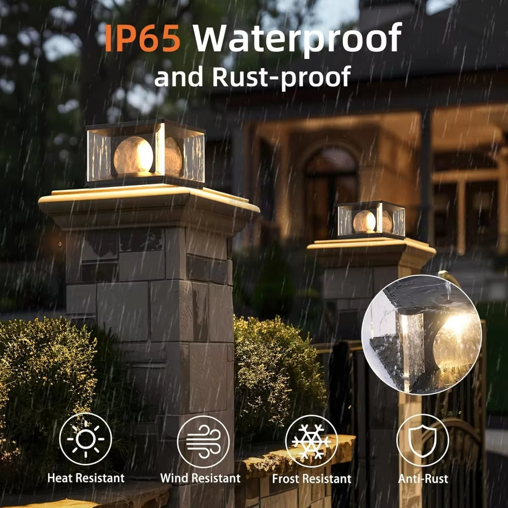 Post LED light post solar light, modern deck post light, 3000K LED courtyard garden