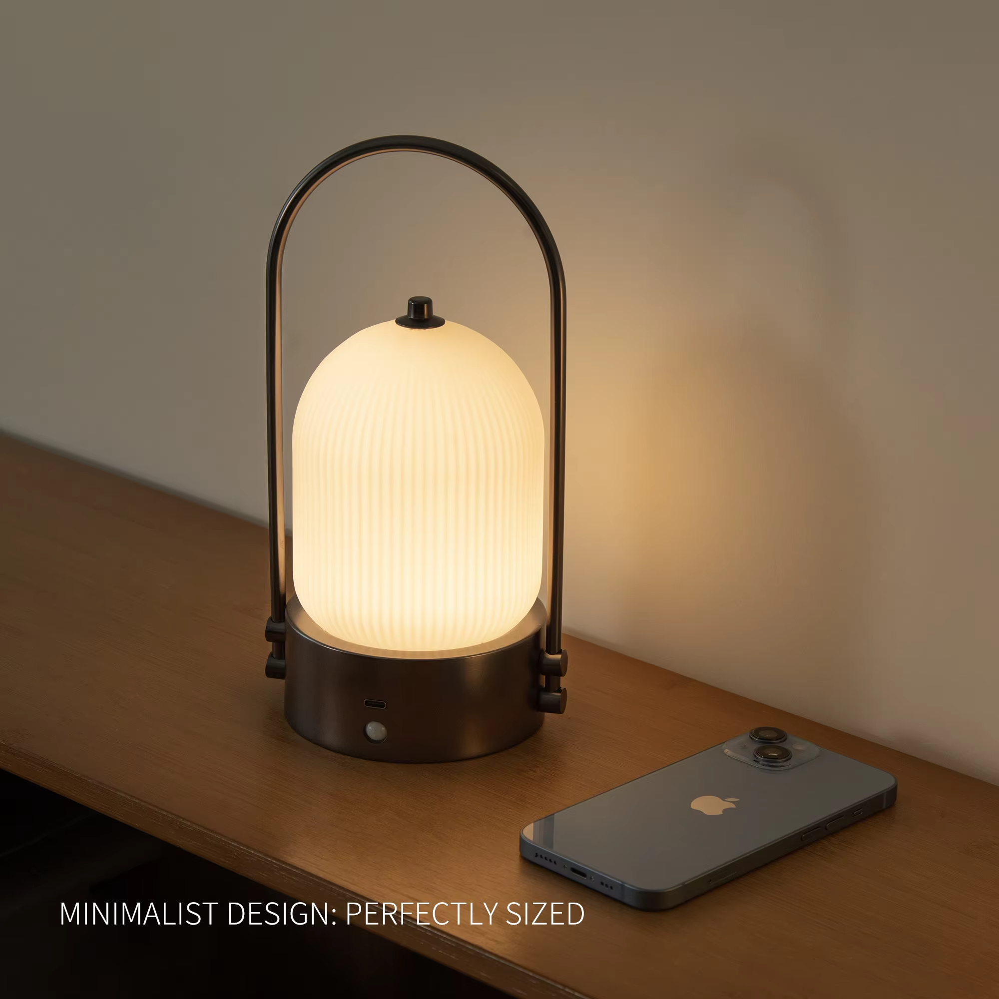 Rechargeable Table Lamp Bedroom Living Room Bedside Glass Gift Human Body Induction Motion Sensor Lamp