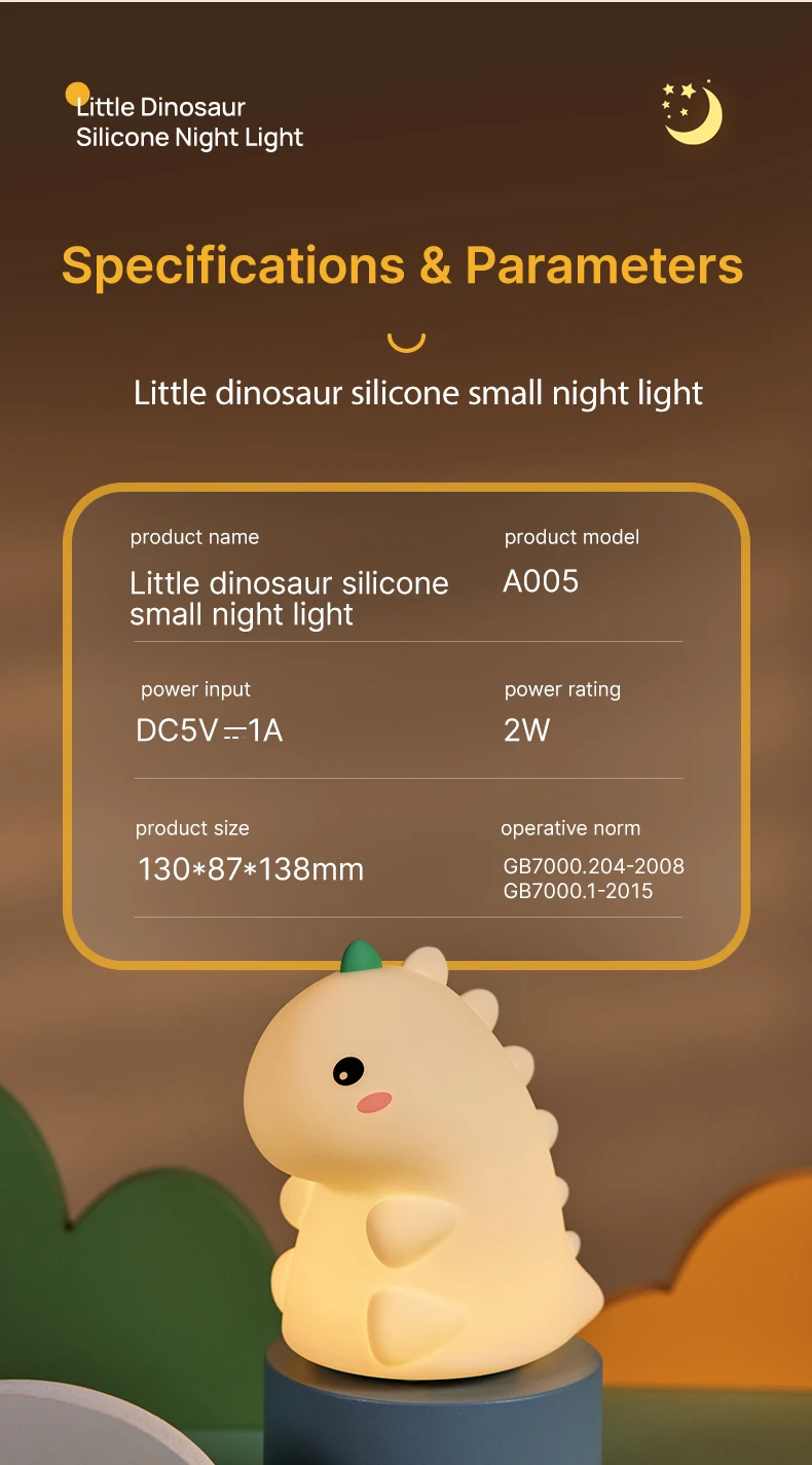 led night light dinosaur silicone night lamp usb rechargeable timing bedside table lamp room decor kids baby nightlight gift-10