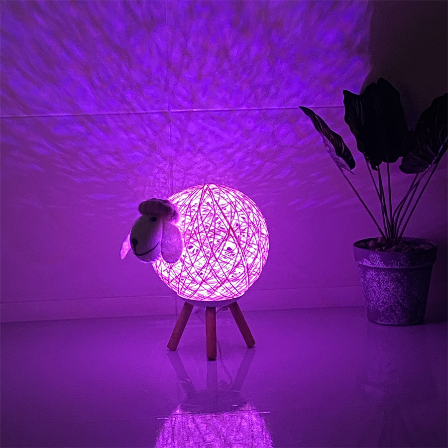 rgb night light 16 color led sheep projector wall atmosphere lighting children for bedroom home room creative decor gift lamp-5