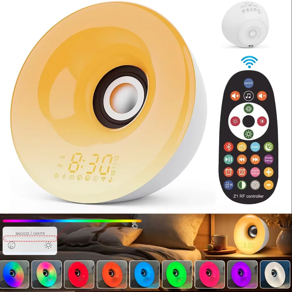 Novelty USB LED NightLight Wake Up Mood Light with Remote Music Sunrise/Sunset Analog Lamp for Bedroom Home Decor Valentine Gift
