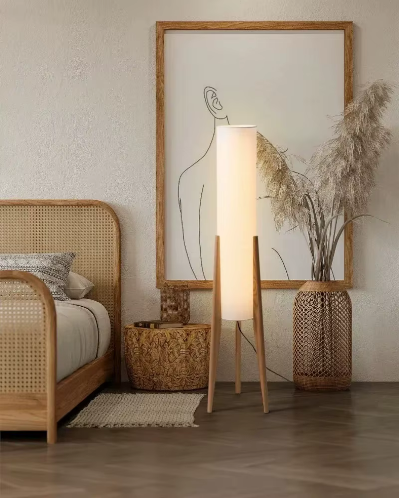 japanese style quiet and zen style floor lamp retro new chinese walnut color living room bedroom tea room designer sofa lamp-18
