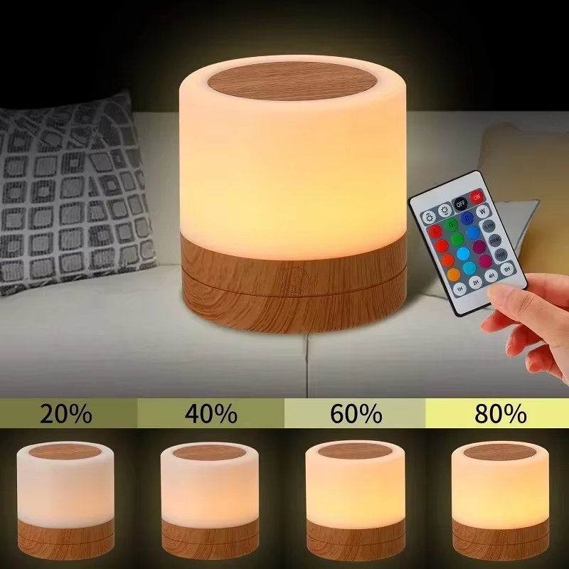 Touch Dimmable Table Lamp RGB Hook Night Light 1800mAh Rechargeable Bedside Atmosphere Lamp For Reading Room Bedroom Living Room