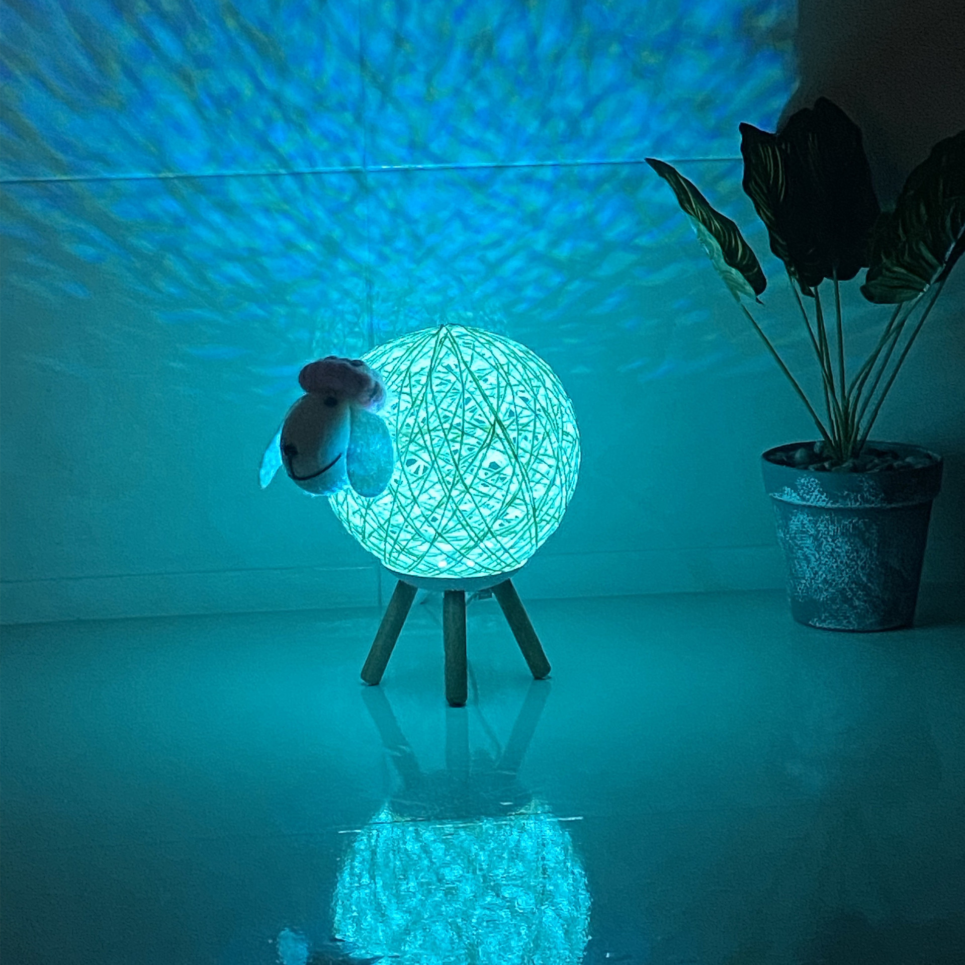 rgb night light 16 color led sheep projector wall atmosphere lighting children for bedroom home room creative decor gift lamp-4