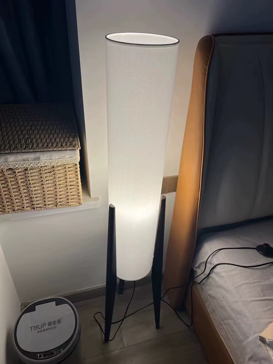japanese style quiet and zen style floor lamp retro new chinese walnut color living room bedroom tea room designer sofa lamp-3