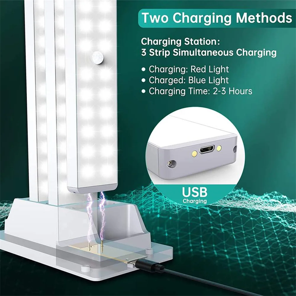 24 led motion sensor closet light charging station remote control usb rechargeable wireless night lamp under cabinet night light-3