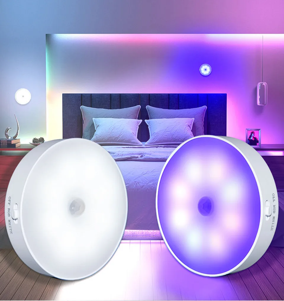 motion sensor light rgb night light usb rechargeable led lamp home room decoration ambient lights -3