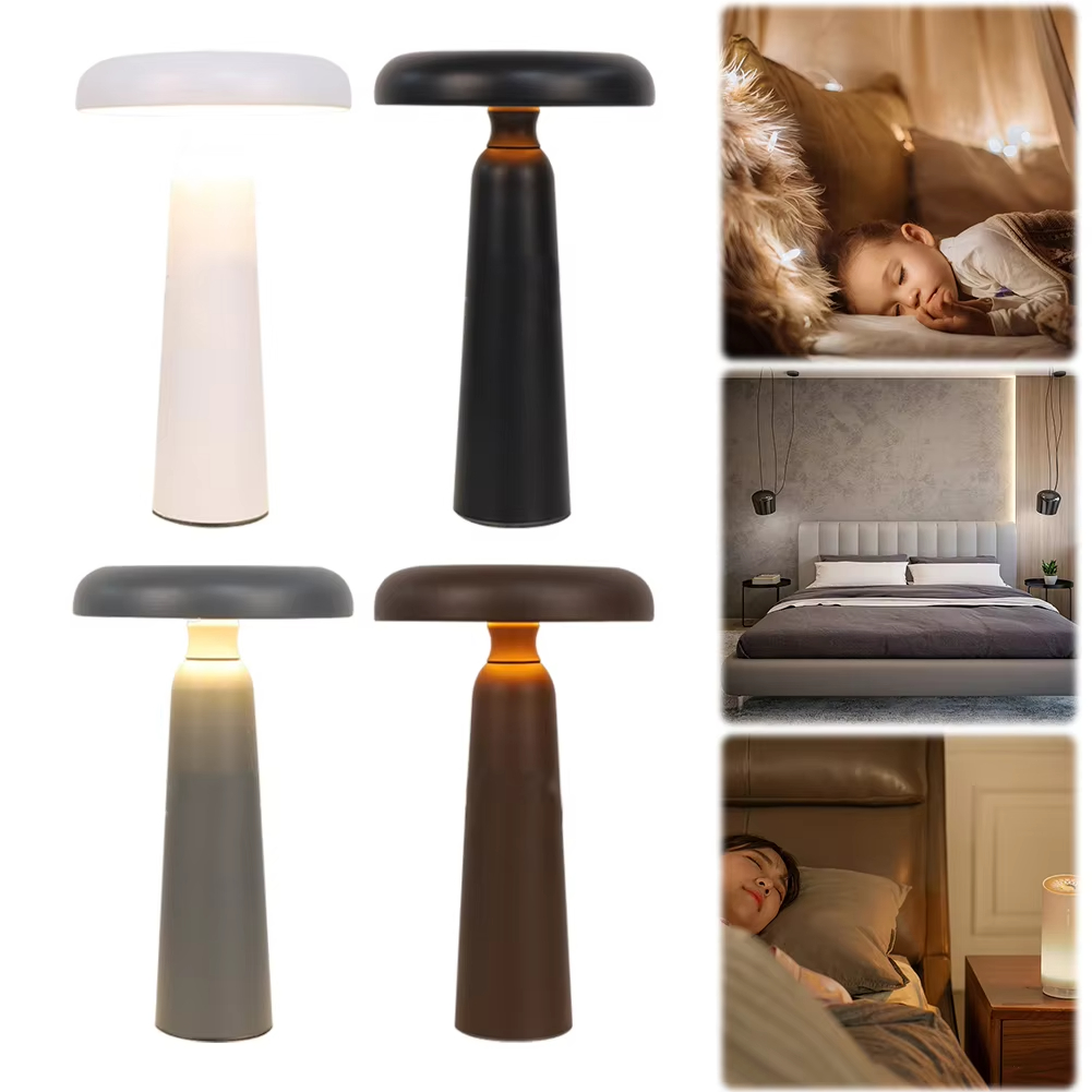 LED Vintage Desk Light Touch Control Simple Table Lamp USB Charging Bedside Atmosphere Light 3 Colors for Bedroom Ornament
