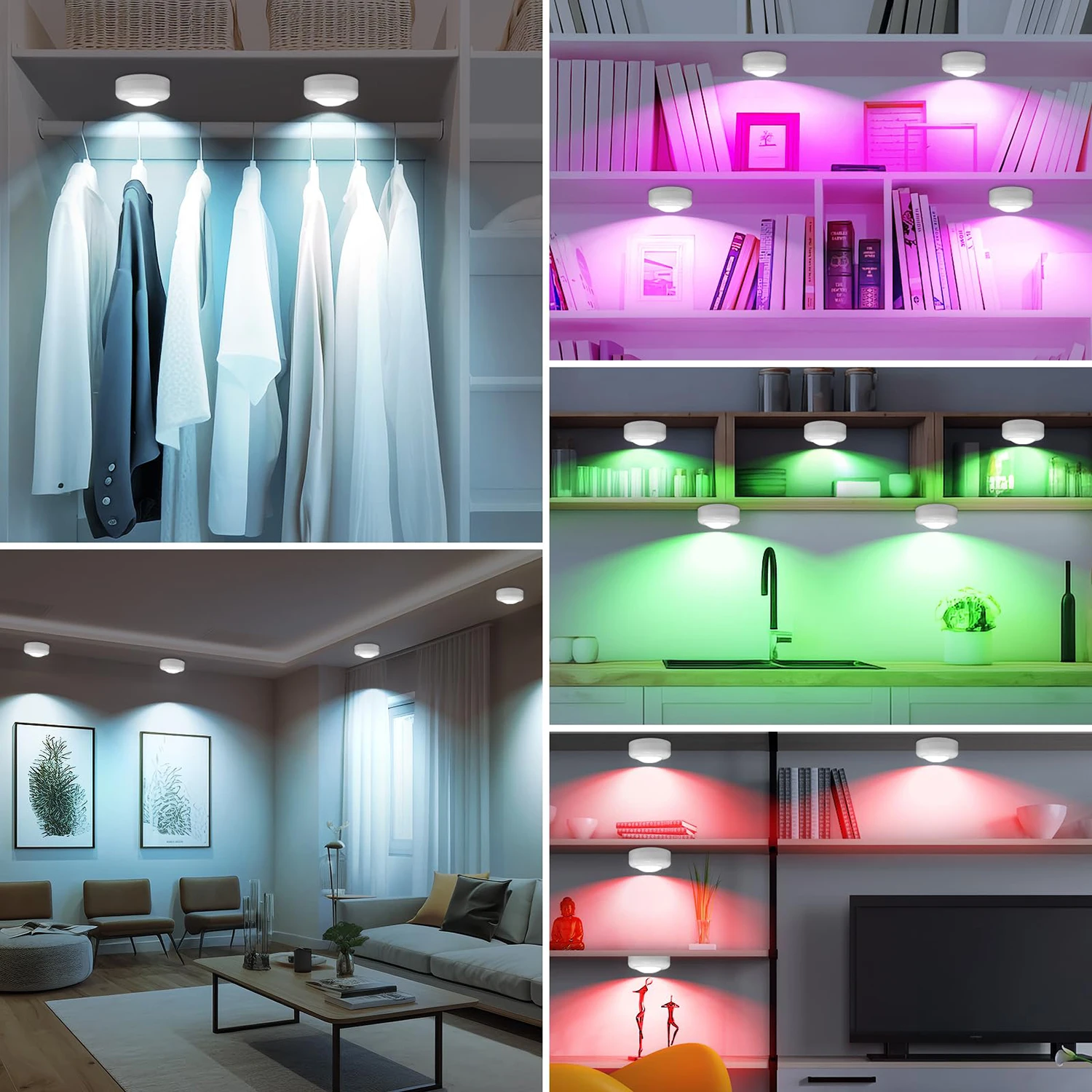 battery powered interior closet light led puck lamp remote control 13 colors decoration for wardrobe under cabinet night light-11