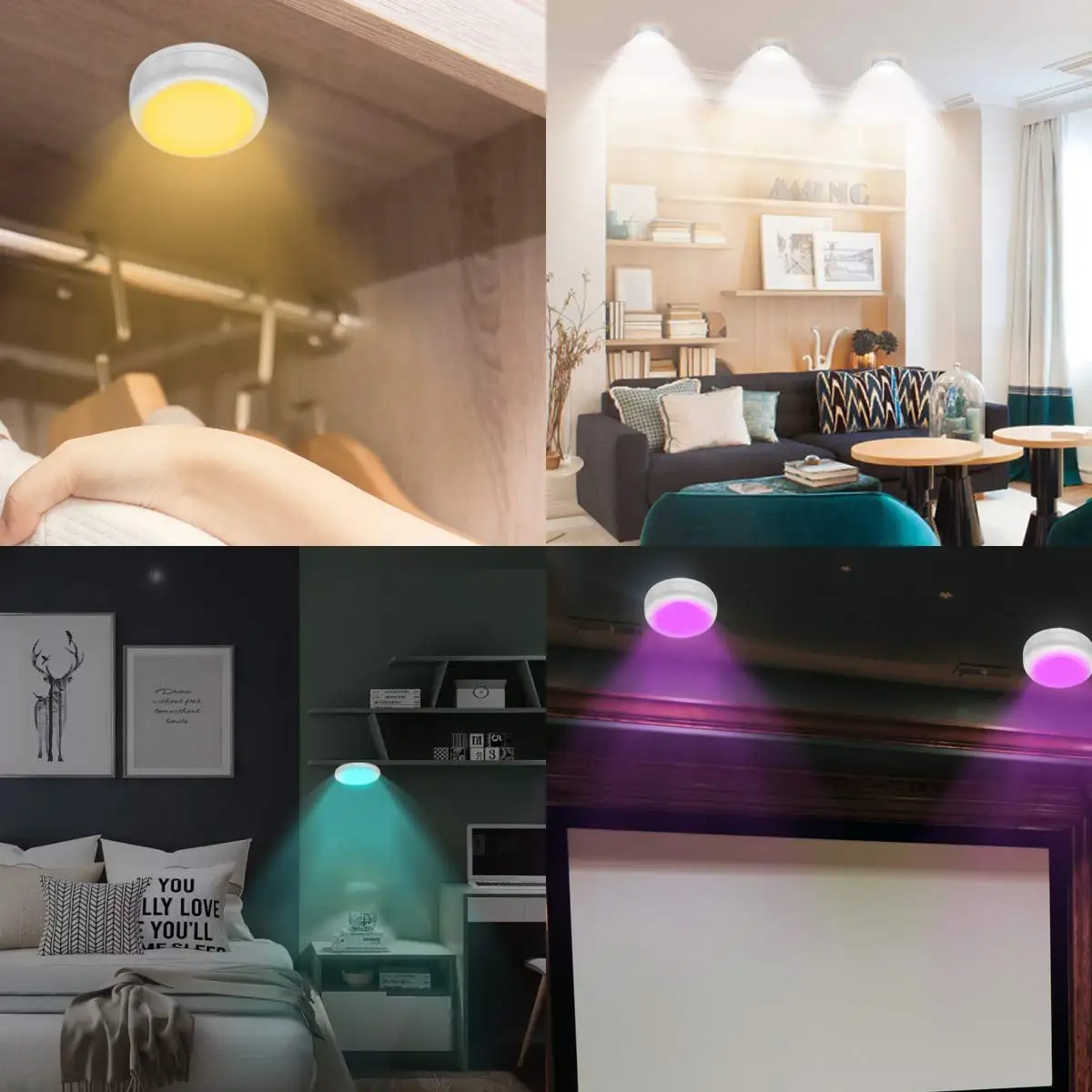 battery powered interior closet light led puck lamp remote control 13 colors decoration for wardrobe under cabinet night light-9